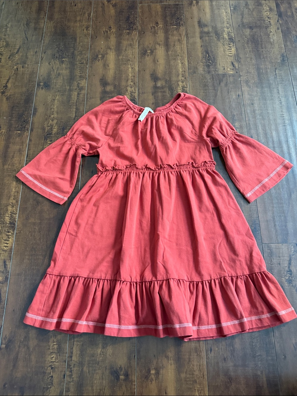 Matilda Jane Coral Red Bell Sleeve Tiered Dress